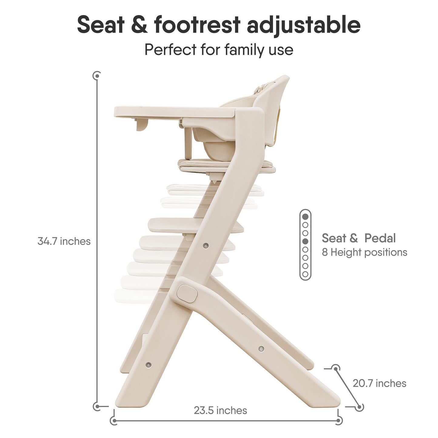 Obee Odee Full-Body Washable Baby High Chair with Soft Cushion, Adjustable for 6 Months to 220 Lb - Multifunctional and Convertible High Chairs for Babies and Toddlers -Portable and Easy Operation