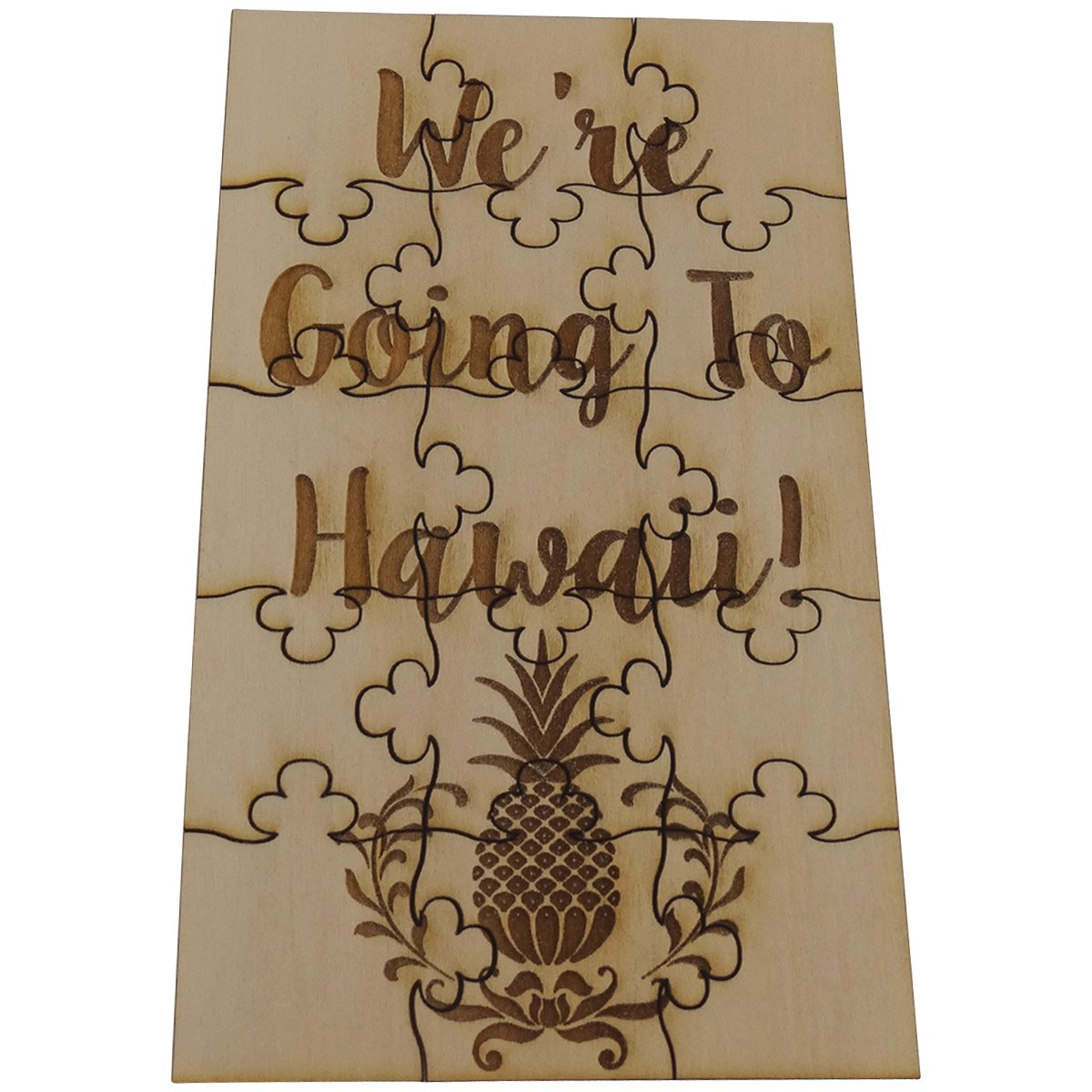 We're Going to Hawaii 15 Piece Basswood Jigsaw Puzzle, Surprise Vacation Reveal
