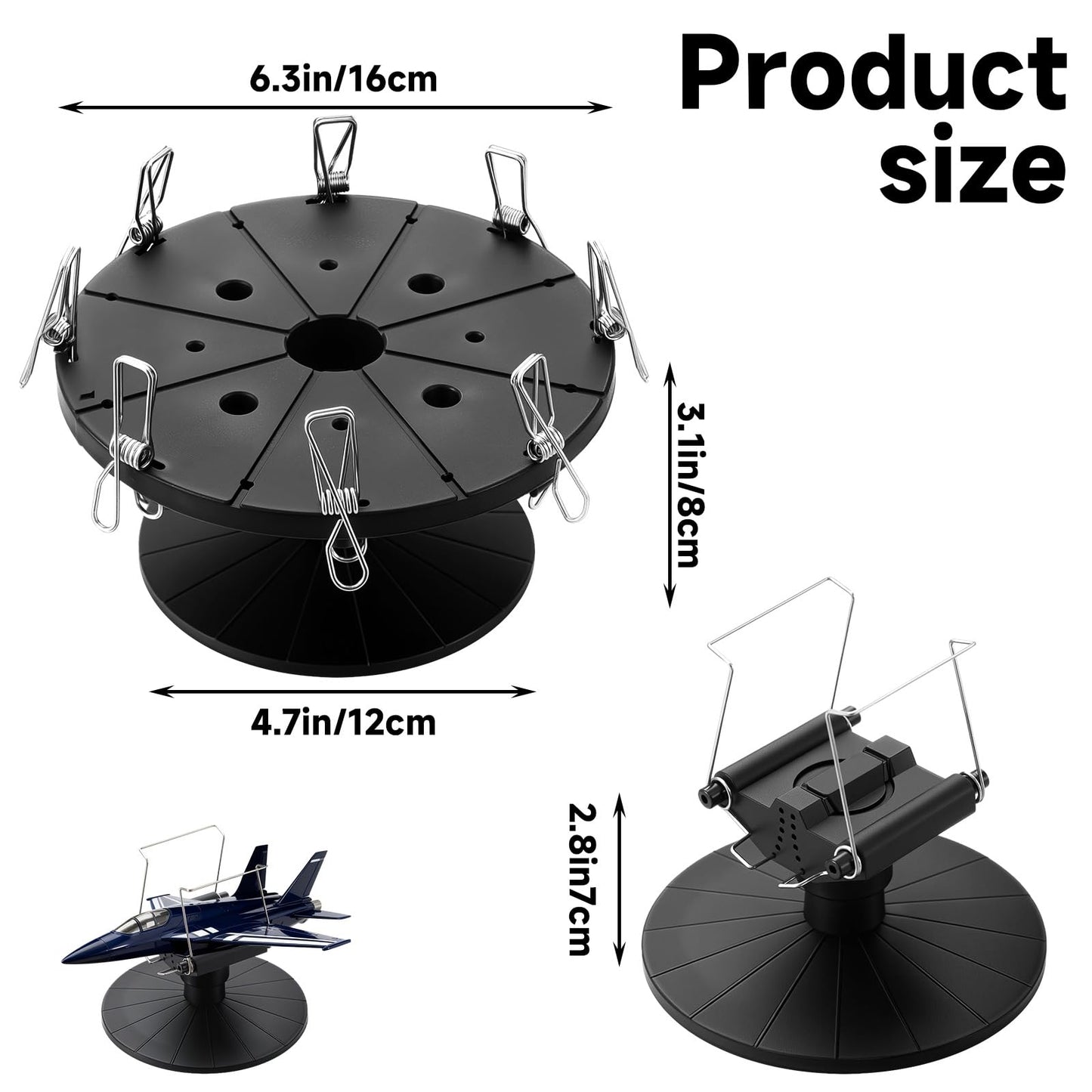 Yalikop 2 Sets Spray Work Painting Stands Rotating Model Painting Stand Holders with 8 Pcs Crocodile Clips Plastic Miniature Holder Base Tools for DIY Model Cars Airplanes Airbrush Hobby Parts