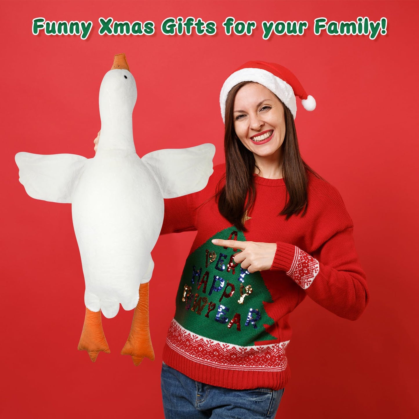 CottonStar Goose Stuffed Animal 63 Inch Plush Doll Toy, Cute Duck Plush Cushion Soft Huge Plushies Pillow, Gift for Kids and Friends, White