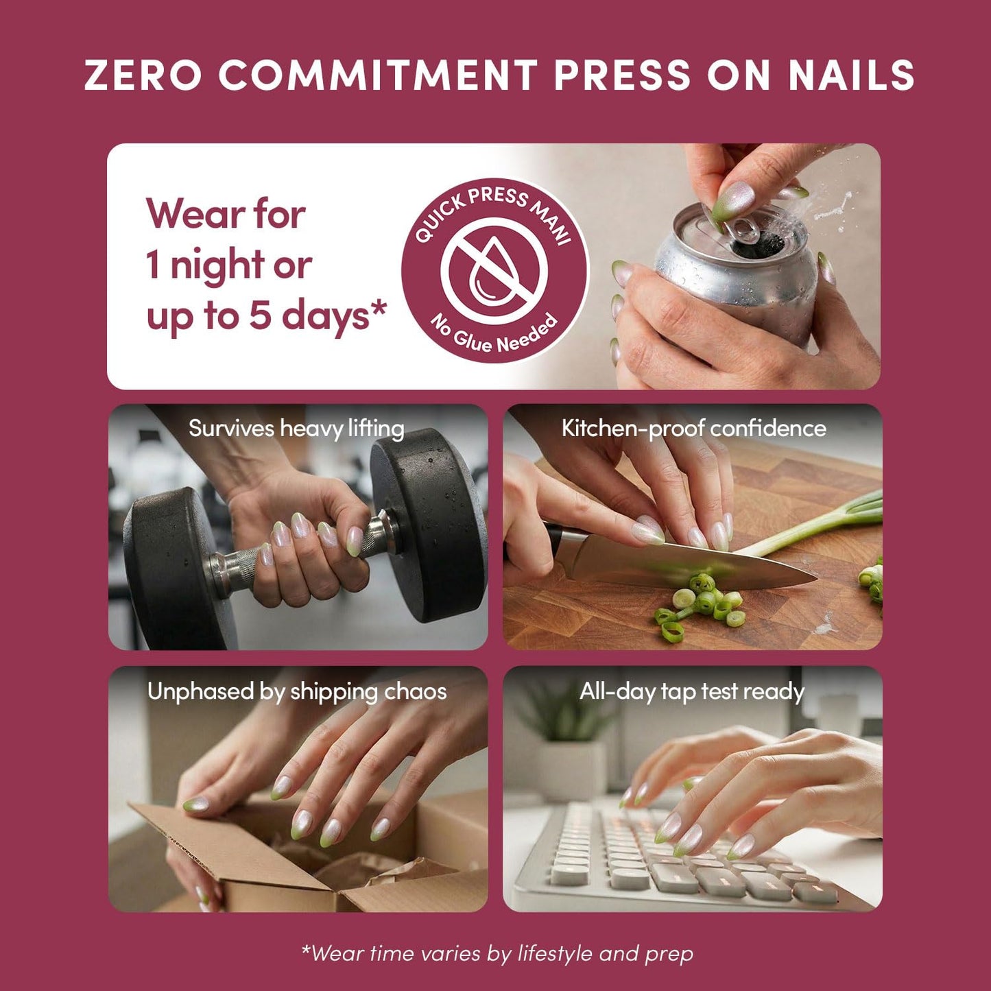 Glamnetic Quick Press Mani Bundle - No Glue Press On Nails, Just Peel and Stick | Lime Beam & Ocean Prism | Mess Free Salon Quality Stick On Nails | Almond Extra Short Nails