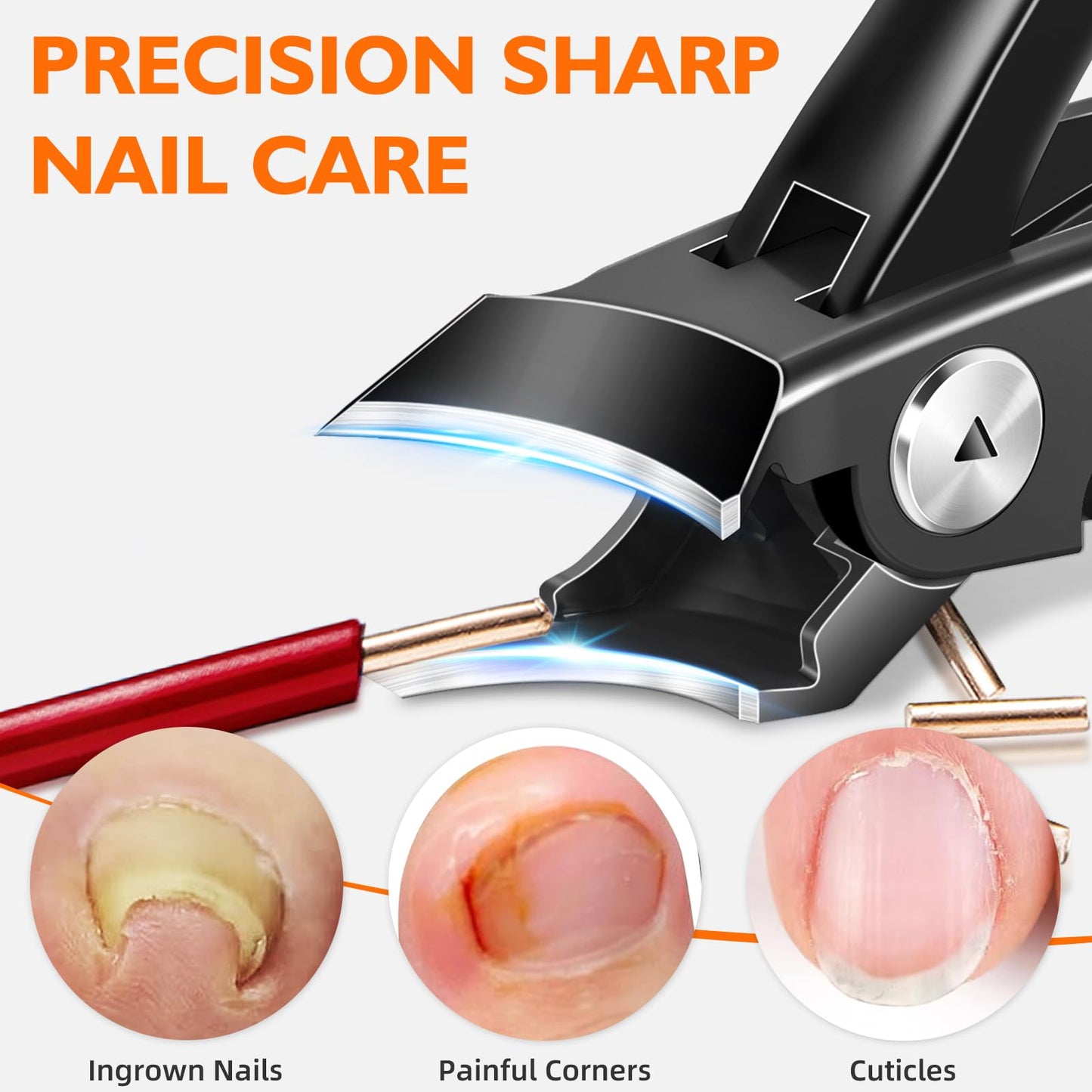 Slanted Nail Clippers for Men Thick Ingrown Nails, Large Toenail Clippers for Seniors with Wide Jaw Opening, Heavy Duty Long Handled Nail Cutter