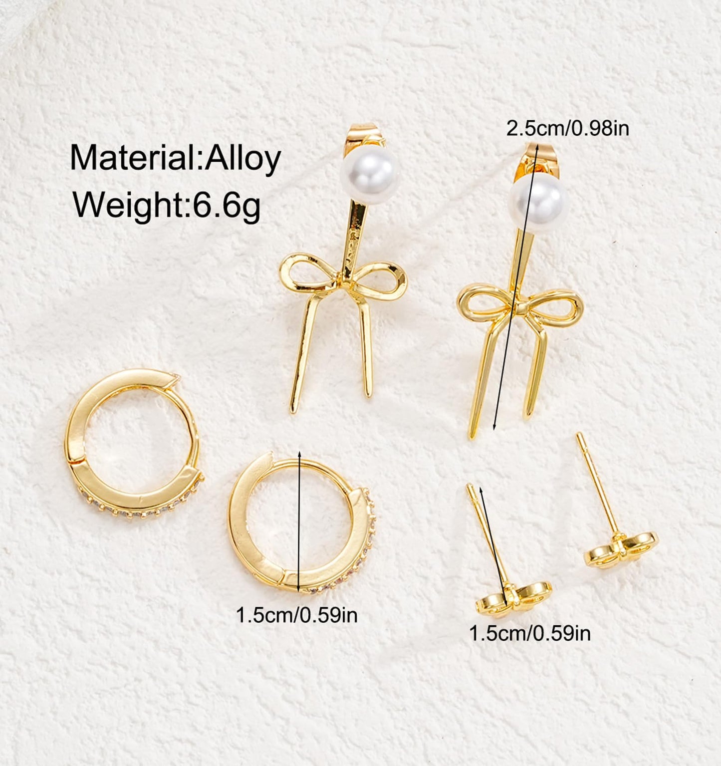 Gold Stud Earrings for Women, 6 Pairs 14K Hypoallergenic Cartilage Earrings for Multiple Piercing, Dainty Small Stackable Gold Hoop Earrings Set (Rose Gold)
