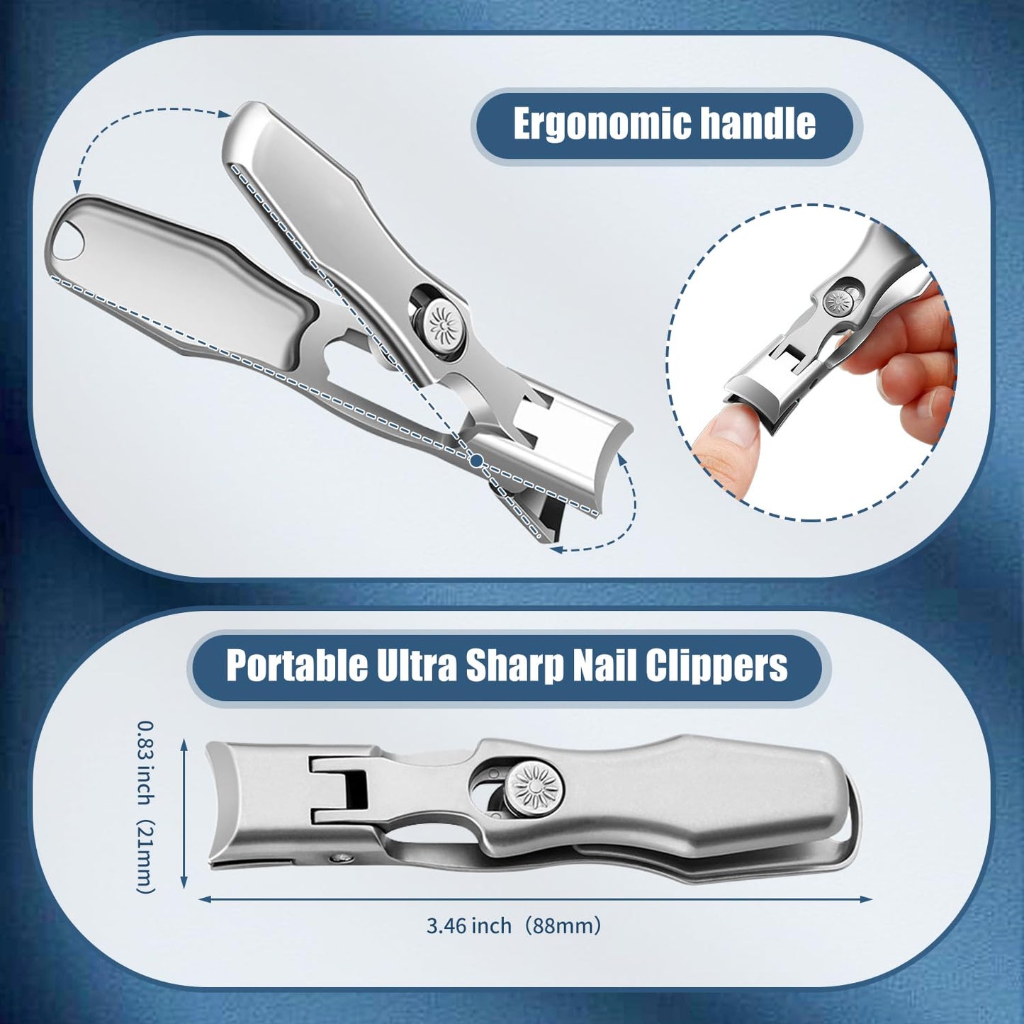 German Nail Clippers for Men, 2026 Upgraded Ultra Sharp Stainless Steel Nail Clippers for Thick Nails, Luxurious Ultra Sharp Nail Clippers Set with Nail File for Seniors Men Women (Black)