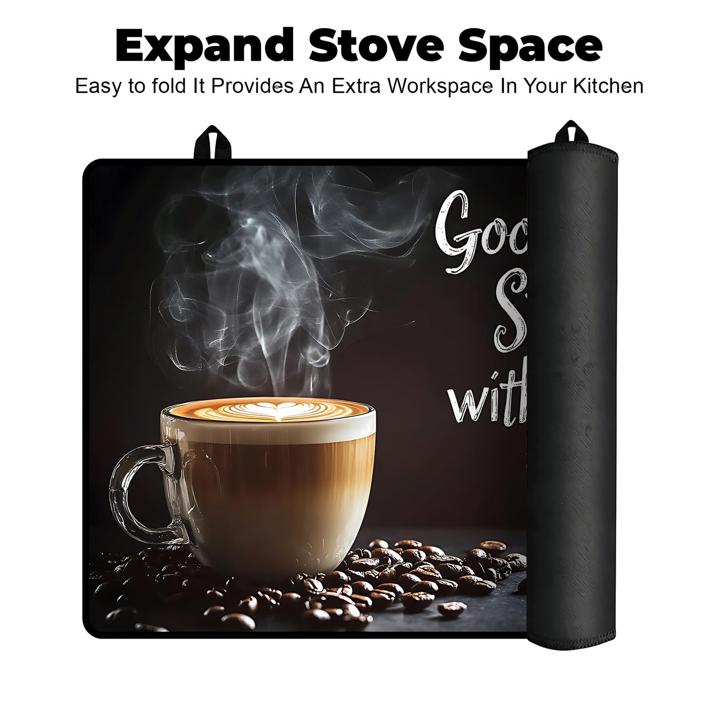 BSFHH Heat-Resistant Glass Stove Top Cover with Anti-Slip Rubber Coating – Electric Stove Protector, Scratch-Resistant, Expands Counter Space, Stylish Kitchen Decor (Cafe)
