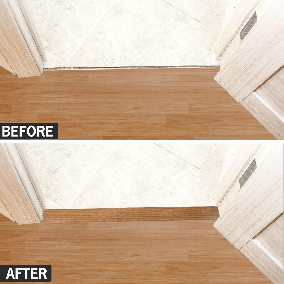 10Ft Floor Transition Strip Self Adhesive Vinyl Cover Floor Strip Flat Divider Transition Strip Wood Grain Design for Laminate Floor Gaps and Doorway Transitions (10 Foot)