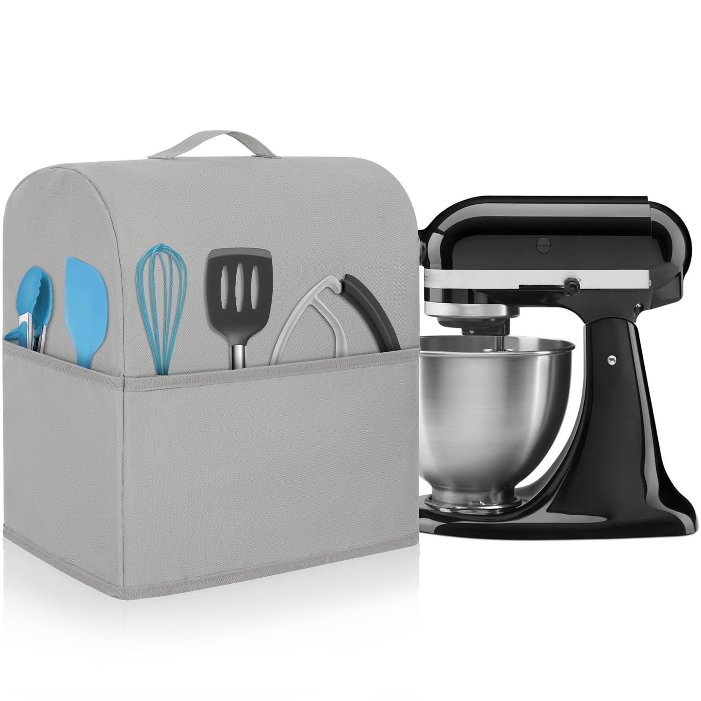 Freeamg Stand Mixer Dust Cover Compatible with Kitchenaid 4.5/5 Quart Water-resistant Kitchen Aid Mixer Cover with 3 Pockets and Handle (Grey)