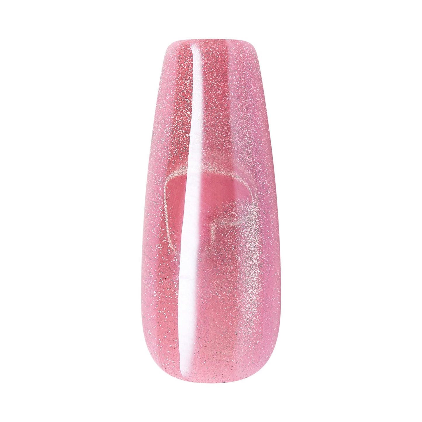 Kiss Glam, Press On Nails, Nail glue included, 'Pink Sugar', Pink, Long Size, Coffin Shape, Includes 32 Nails, 2g Glue, 1 Manicure Stick, 1 Mini File