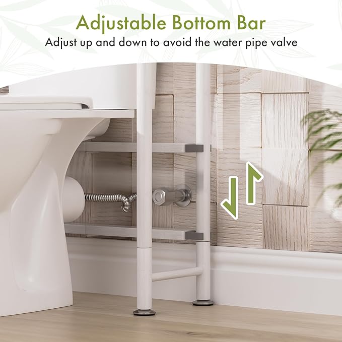 AmazerBath Bamboo Over The Toilet Storage Shelf, Over Toilet Bathroom Organizer Rack, 3-Tier Bathroom Shelves Over Toilet, Space Saver, White