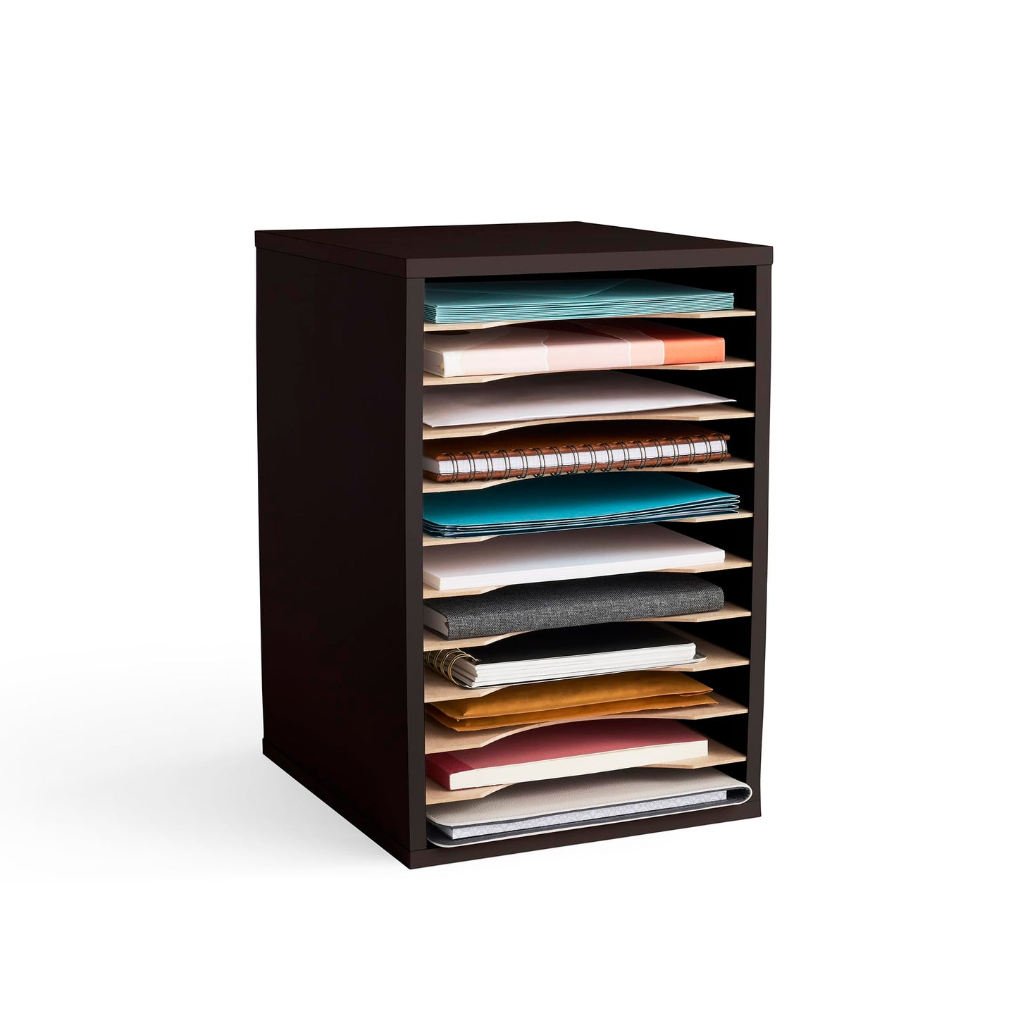 Safco Products Vertical Desktop Sorter, 11 Compartment, Black