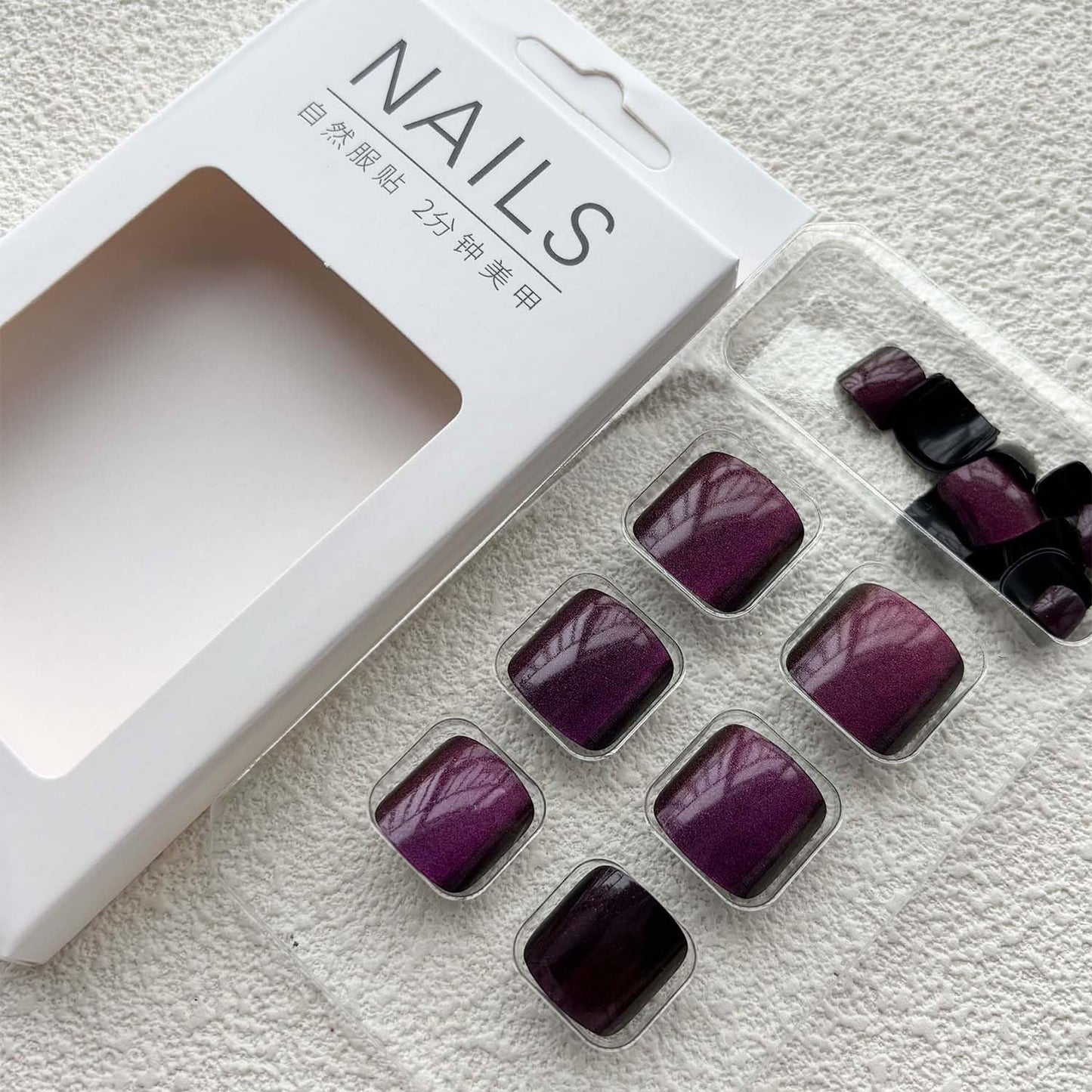 Purple Press On Toenails Square Fake Toenails Short False Toe Nails With Solid Color Shiny Designs Summer Acrylic Artificial Glue On Toenail Full Cover Stick On Toenail For Women 24pcs