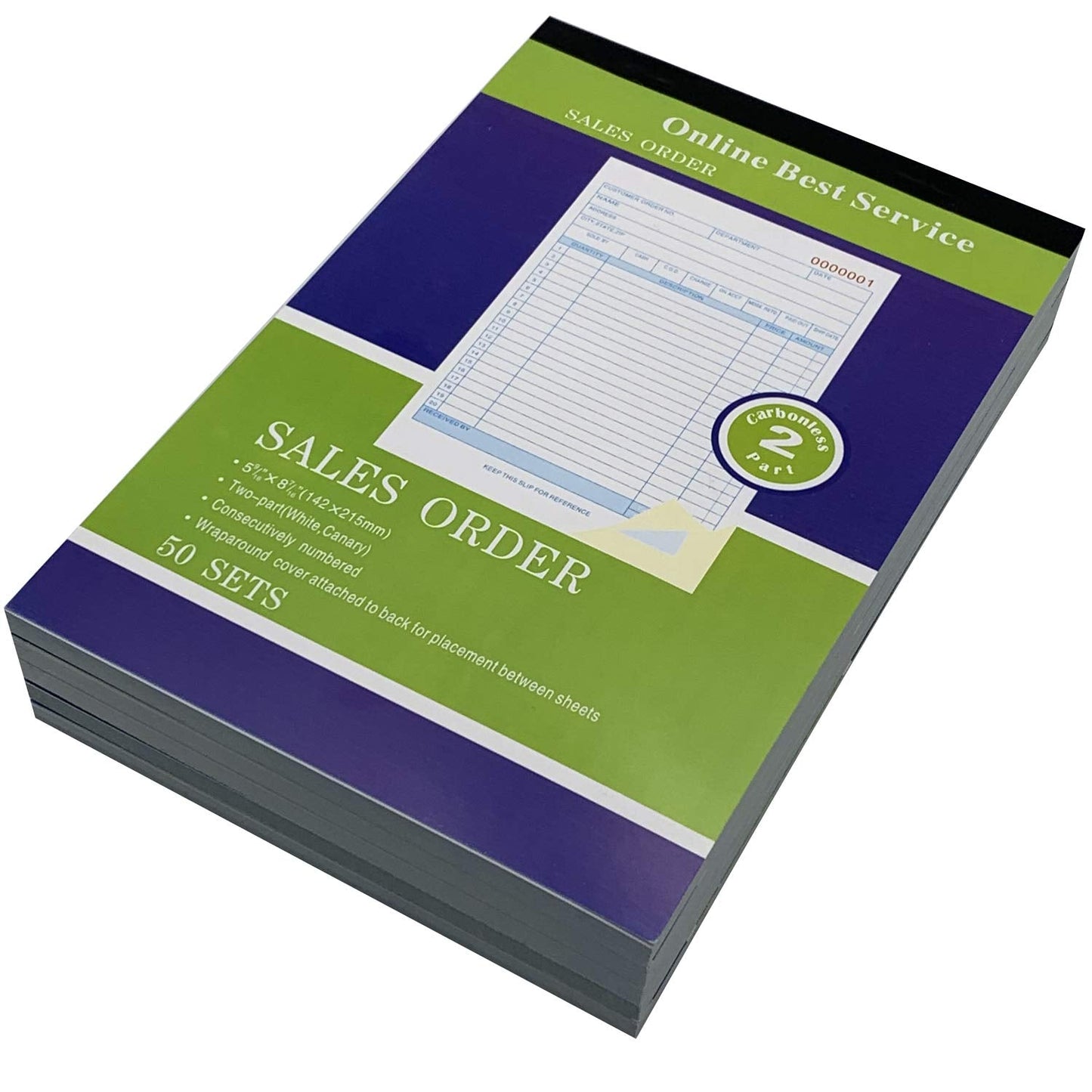 10 Pack Large Sales Order Book Receipt Invoice Duplicate Carbonless 50 Sets 5.5" X 8"5