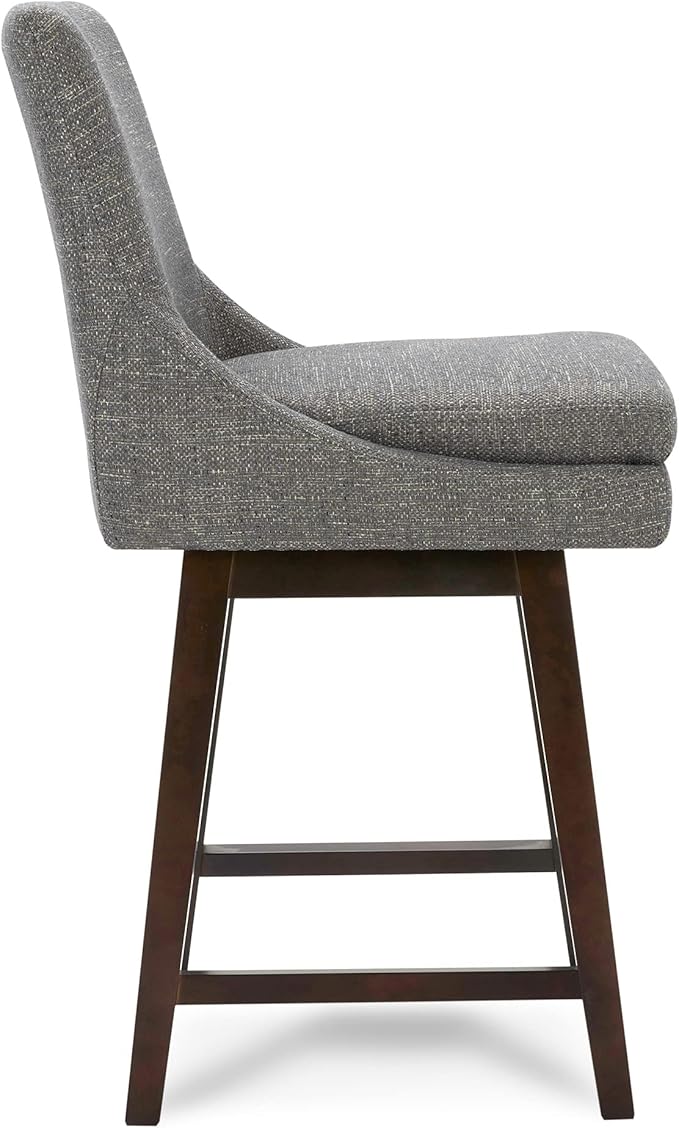 CHITA Counter Height Swivel Barstool, FSC Certified Upholstered Bar Stool, 26.8" H Seat Height, Fabric in Fog