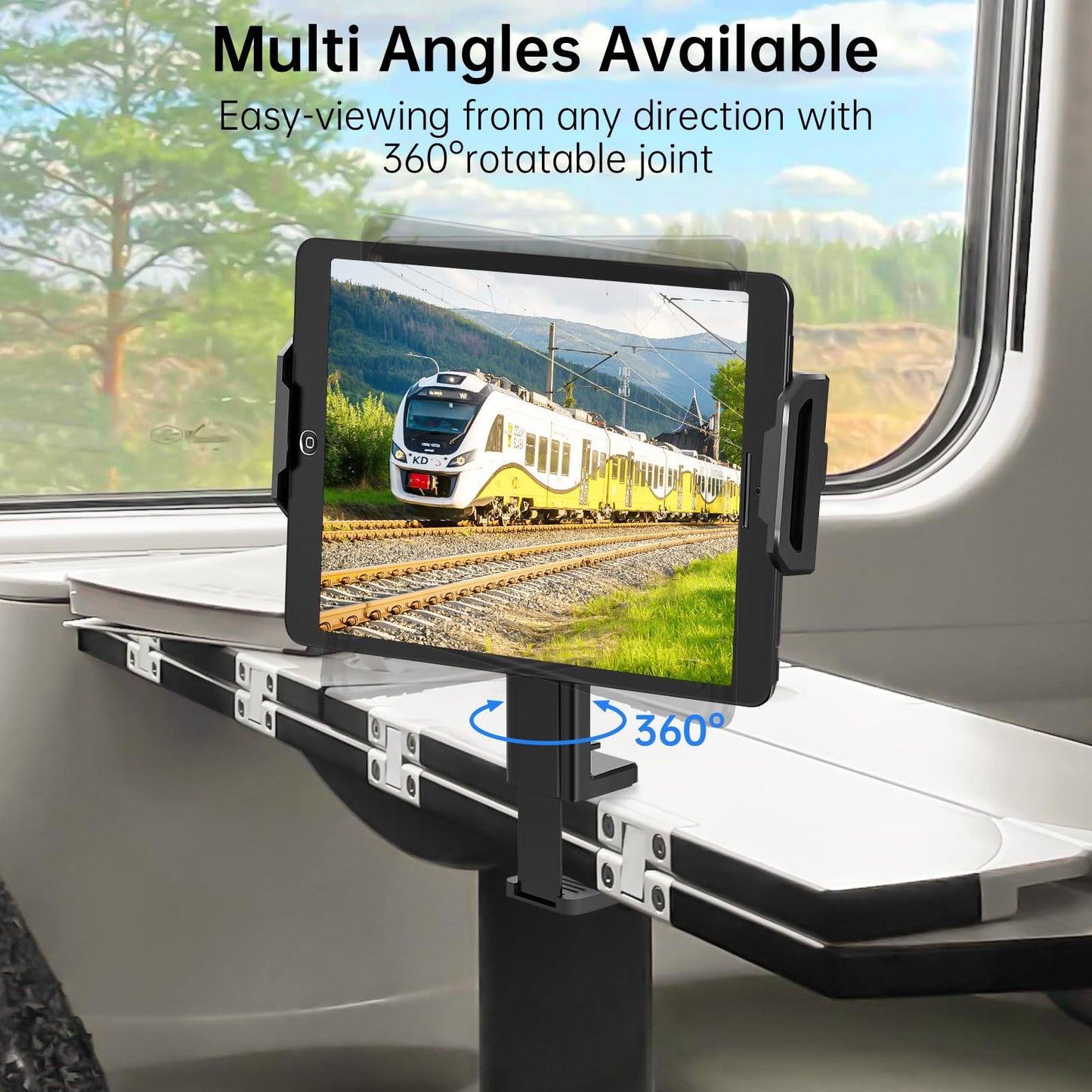 vizzicool Tablet Holder–Airplane iPad/Kindle/Phone Holder Mount for iPad & Tablets, Travel Tablet Stand for Plane Seat Back, Kitchen and RV, Fits 5.9"-9.8" Devices, Release Hands Flight Accessories