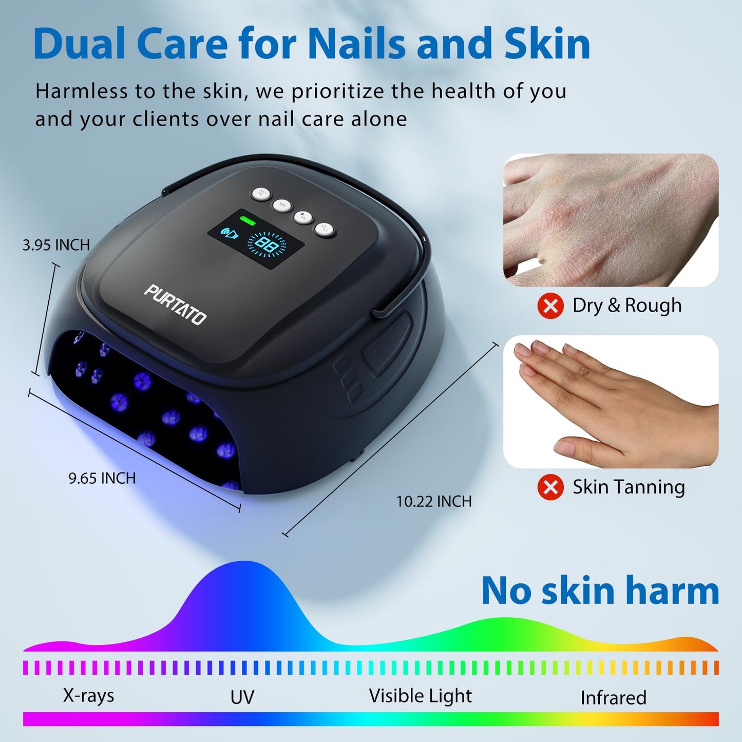 Purtato 126W Cordless Rechargeable UV LED Nail Lamp with Large Space, Handle and Foot Rest, Fast Curing Gel Nail Dryer with 4 Timers for Salon and Home (Matte Black)