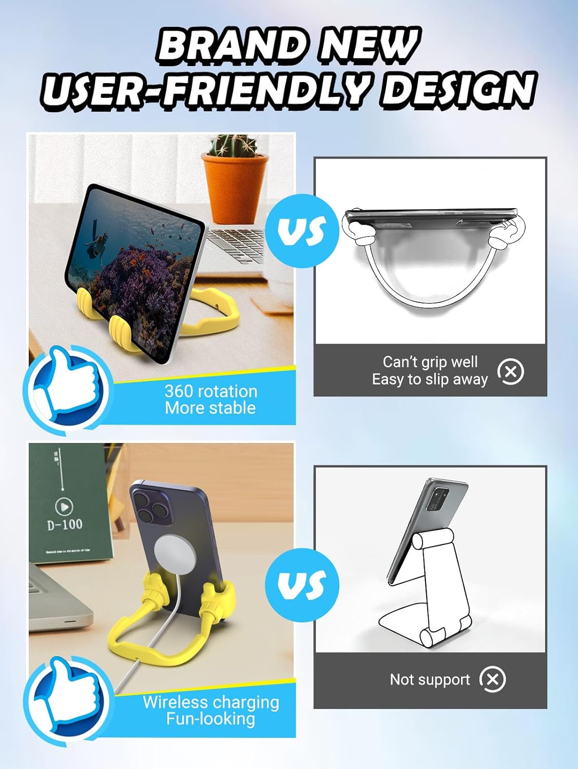 Cell Phone Stand Thumbs Up Lazy Phone Stand - Phone Holder 2025 College Graduation Gifts for Her Him Cellphone iPhone Stand for Desk Birthday Gifts for Teens Girls Boys Adults Women Men Wife