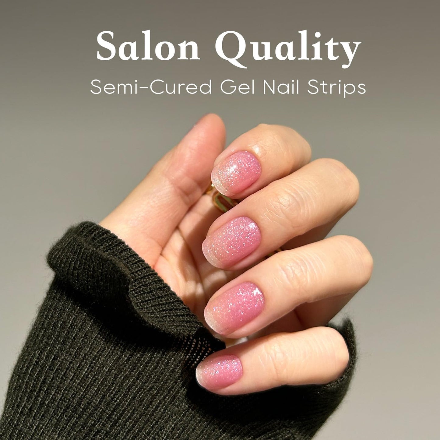 Beaolata Semi Cured Gel Nail Strips - UV Light Gel Nail Stickers - 20 Long Lasting Salon Quality Wraps (Queen's Violet Pink)