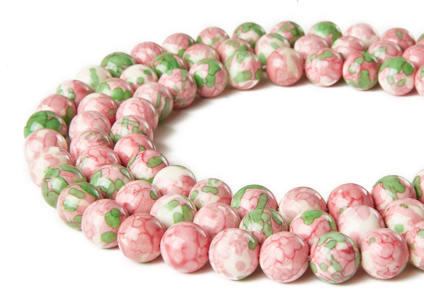 100pcs 6mm Green Red Rain Flower Beads Natural Gemstone Beads Round Loose Beads for Jewelry Making