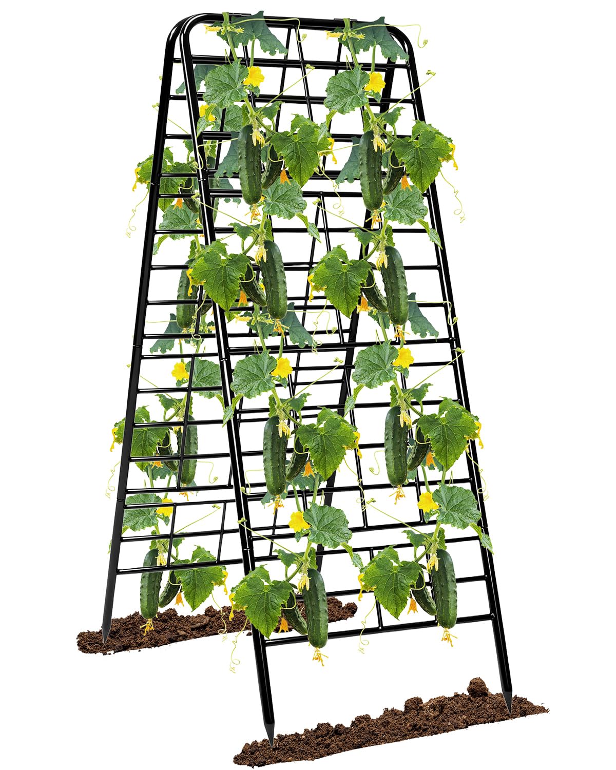 Breeze Touch 1 Pack Heavy Duty Adjustable A-Frame Cucumber Trellis for Climbing Plants, All-Metal Garden Trellis with Dense Grid Climbing Frame for Raised Beds, Tomatoes, Cucumbers & Outdoor Vines