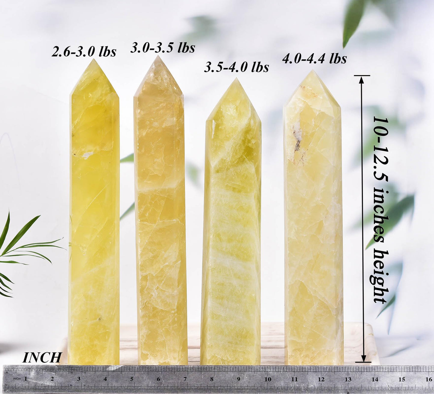 AMOYSTONE Extra Large Crystal Obelisk Tower Lemon Quartz Point Wand 6 Faceted Reiki Meditation Therapy 2.2-2.6 LBS