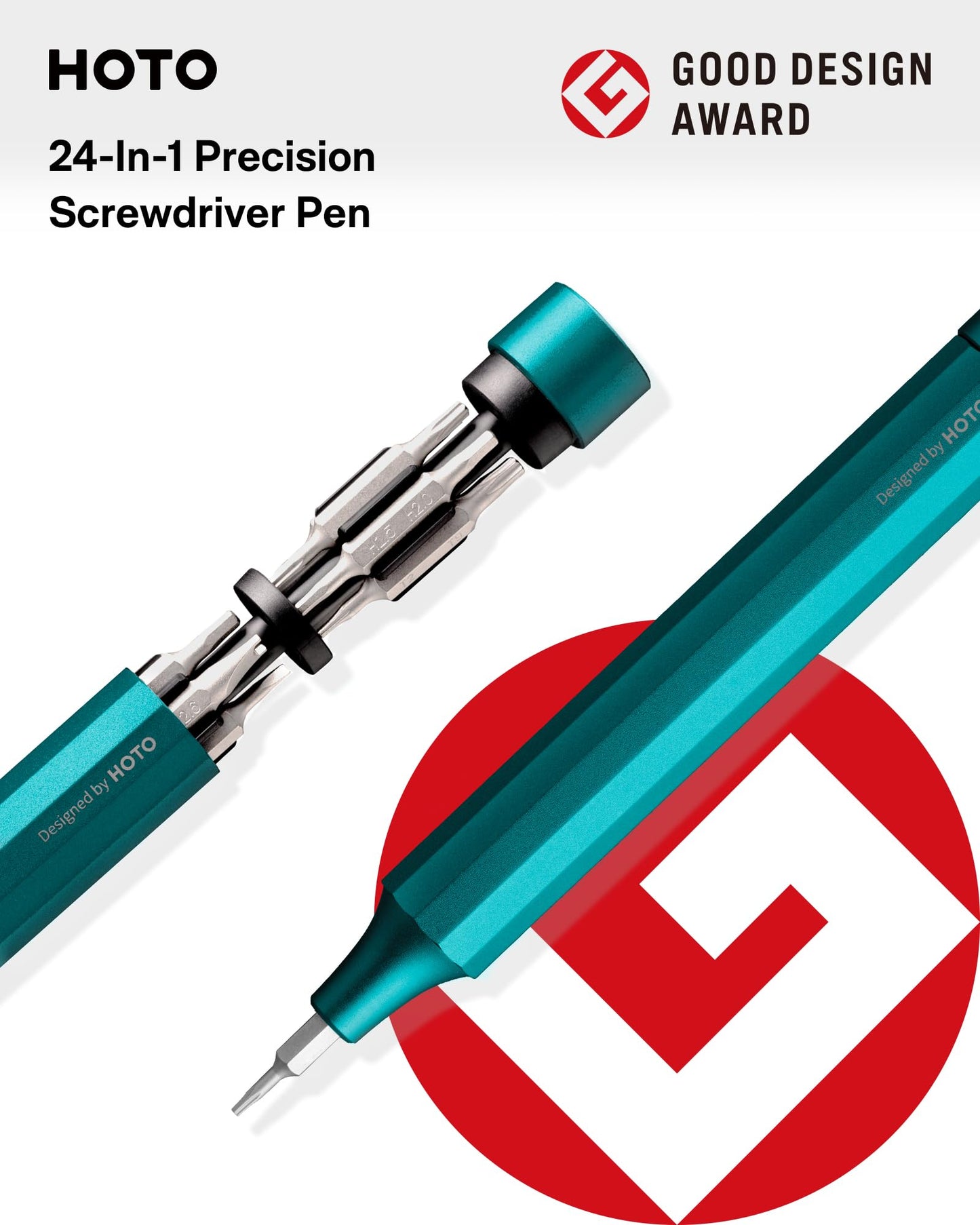 HOTO 24 in 1 Mini Screwdriver Set, Magnetic Torx Bit Set, Eyeglass Repair Kit, EDC Pen Screwdriver for Electronics, Watches, Phones, Laptops, Cameras, Gadgets for Men, Dark Turquoise