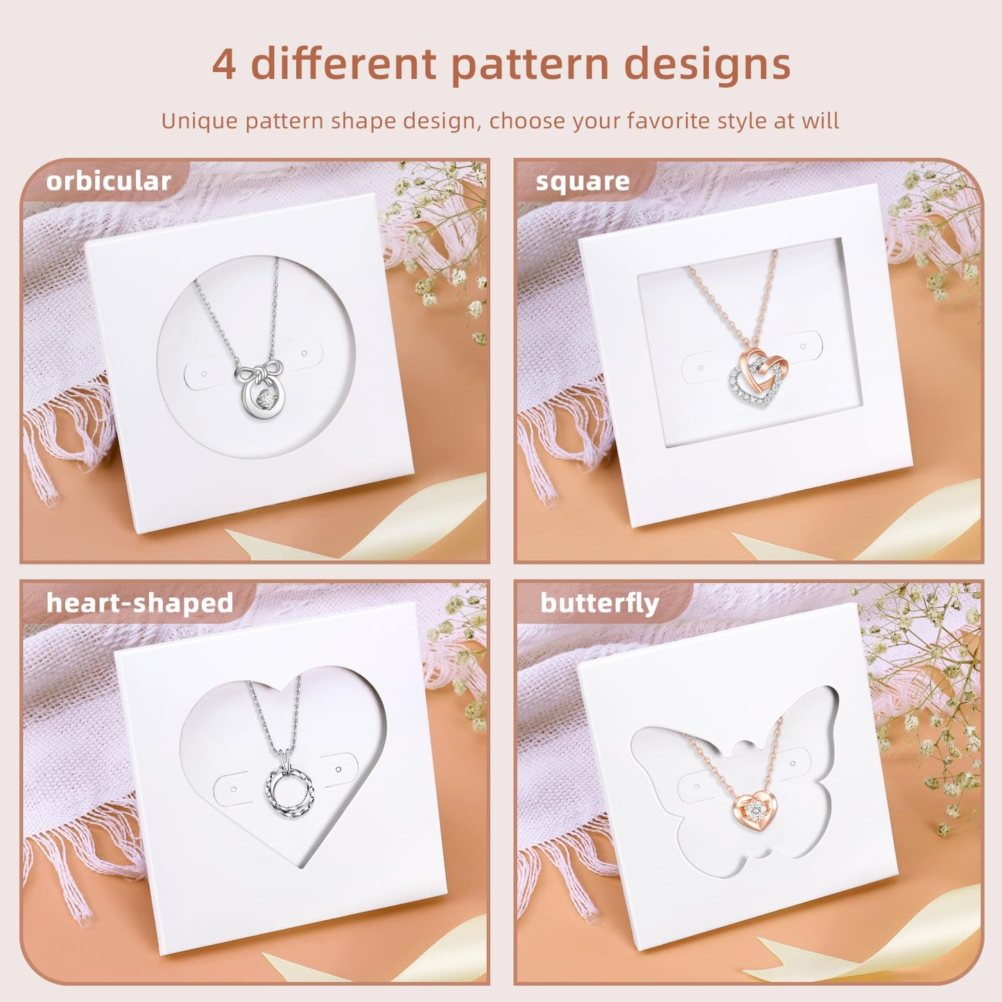batifine Jewelry Box, Earring Holder Display Cards for Selling, Necklace Bracelet Jewelry Gift Box (50Pack Heart)