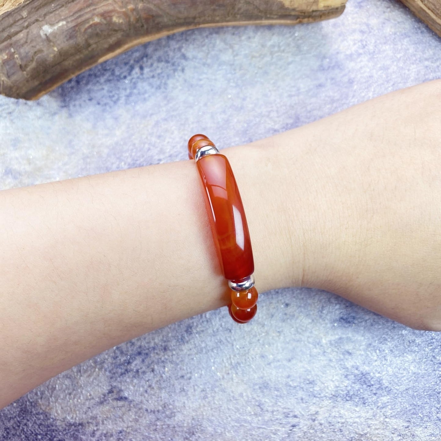 EDEN'S CALL 8mm Healing Crystal Beads Stretch Bracelet Handmade Good Luck Energy Chakra Stone Beaded Bangle, Carnelian
