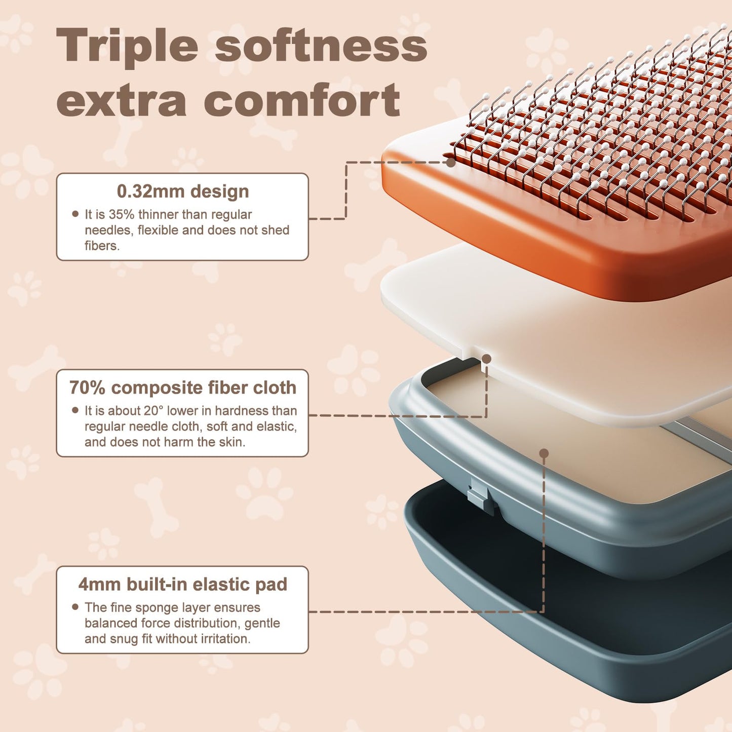 Self Cleaning Deshedding Cat Brush for Dogs & Cats,Adjustable Cat Brushes for Indoor Cats, Easy to Clean Grooming Tool for Long & Short Haired Pets