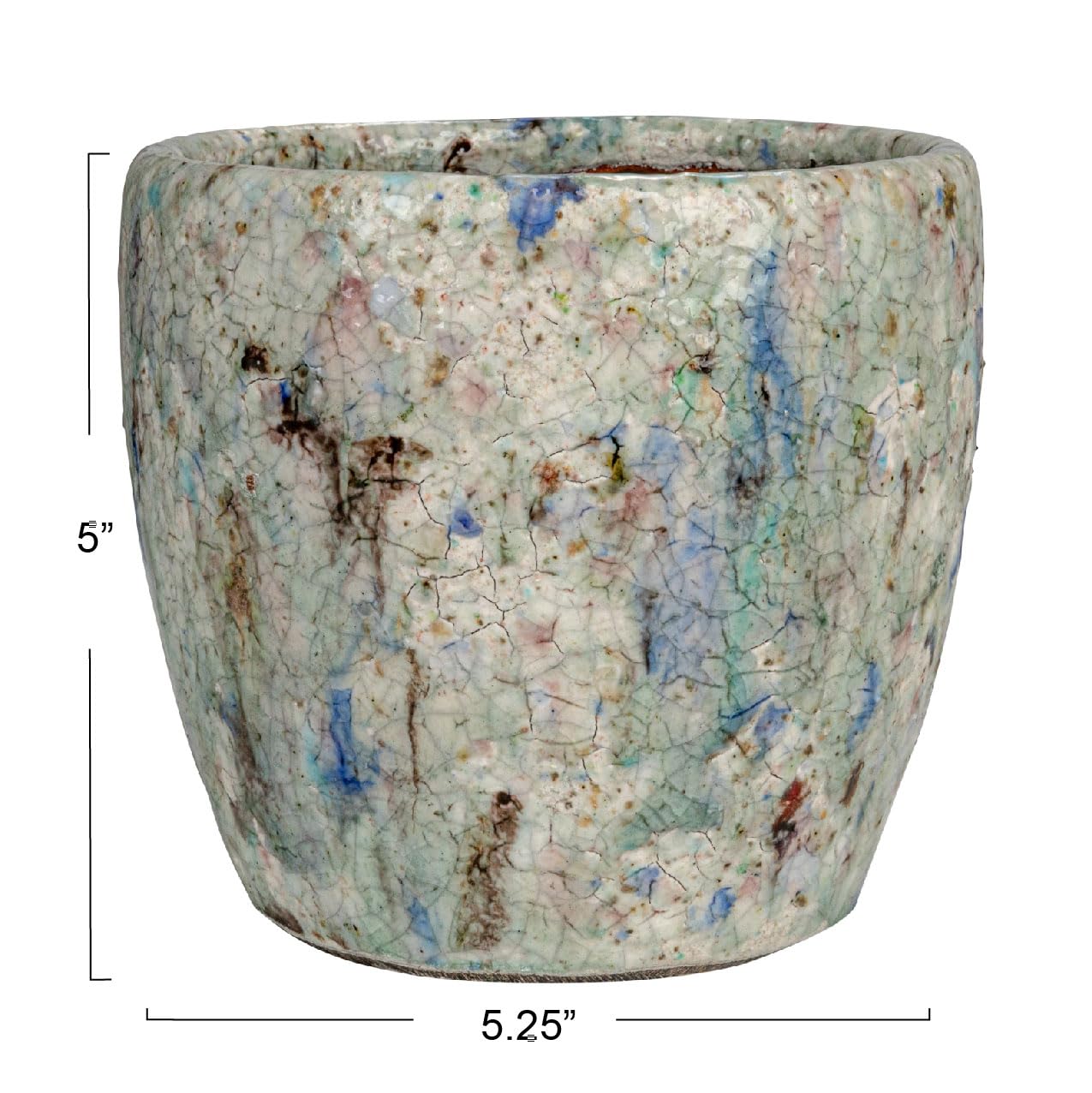 Creative Co-Op Terra-Cotta Planter with Crackle Glaze, Blue