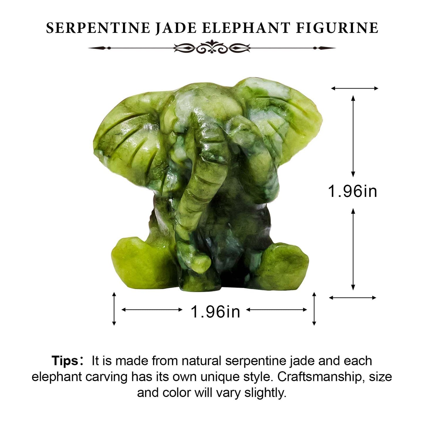 Apengshi Natural Crystal Figurine Elephant Raw Stone Jade Cute Figurine, Decorative Animal Statue (Cute Elephant)