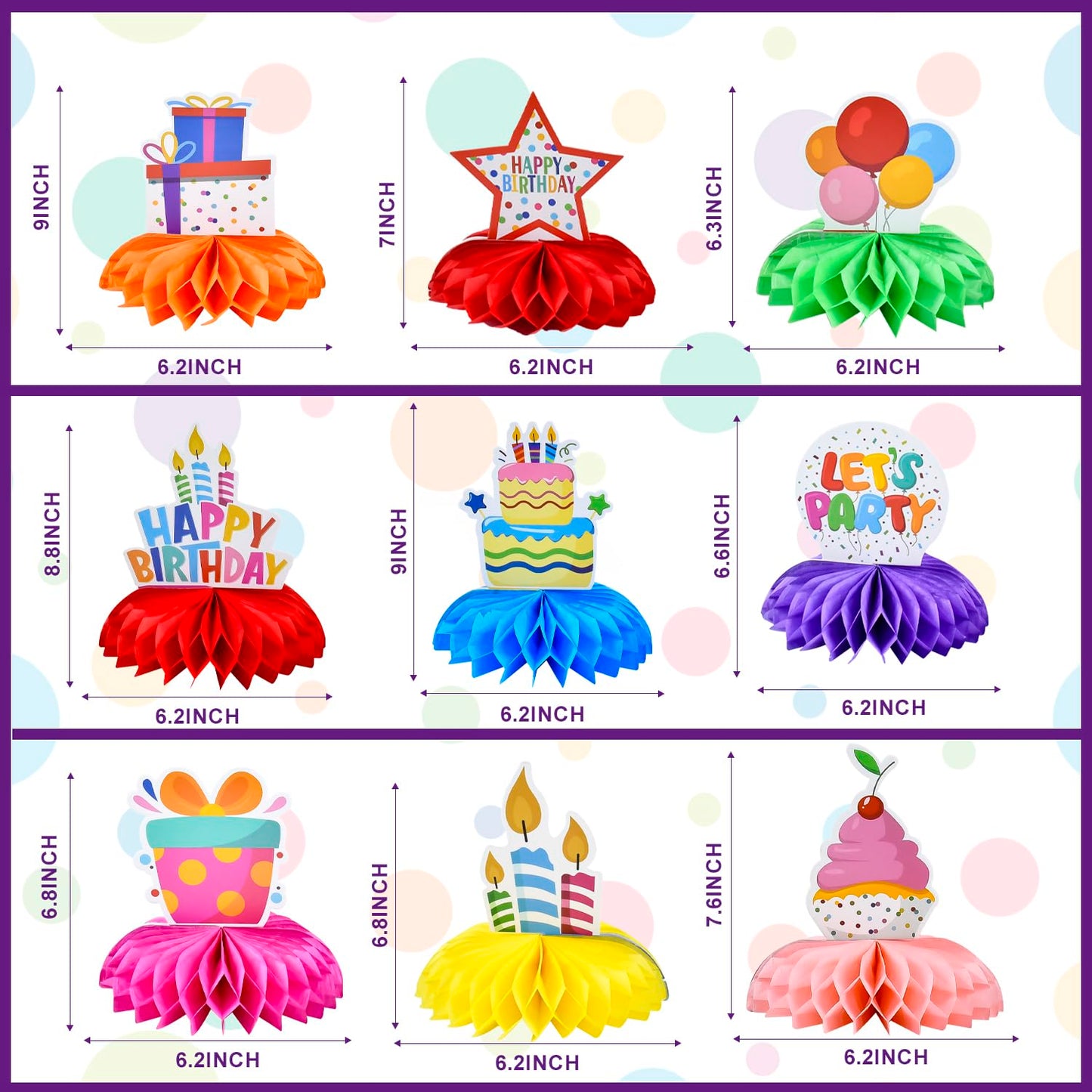 Happy Birthday Party Decorations Kit Includes Honeycomb Balls Star Hanging Swirls Backdrop Cloth Tablecloth Banners & Circle Garland Honeycomb Centerpieces for Party Supplies