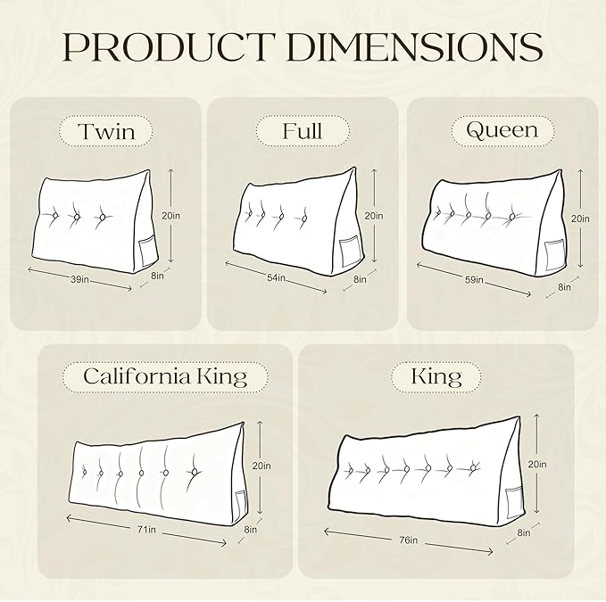 WOWMAX 85% Linen 15% Cotton Blend Headboard Pillow – Twin Size Reading Wedge Backrest for Bed, Handmade Firm Support Bolster Cushion with Removable Cover, Premium Bed Rest Pillow, Deep Gray