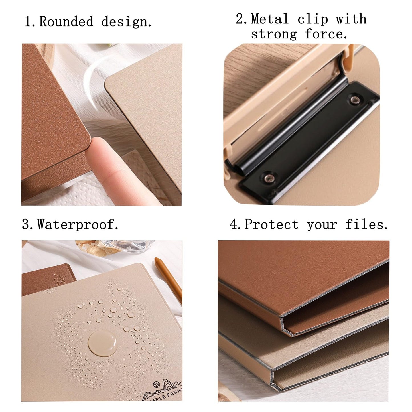 Clipboard Folder, 4 Pcs A4 Foldable Clipboard with Metal Clip, 360° Foldable 12.5x9 Inch Plastic Clipboard, Document Holder for Work