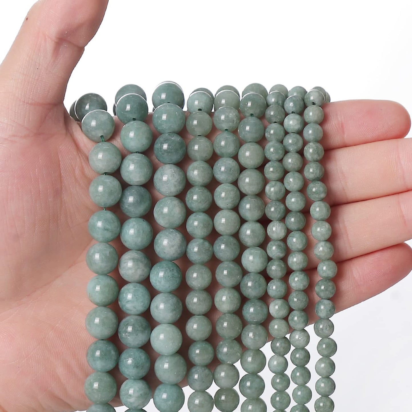 45pcs 8mm Burmese Jade Loose Beads for Jewelry Making, Natural Semi Precious Beads Round Smooth Gemstone Spacer Beads Charms for Necklaces Bracelets