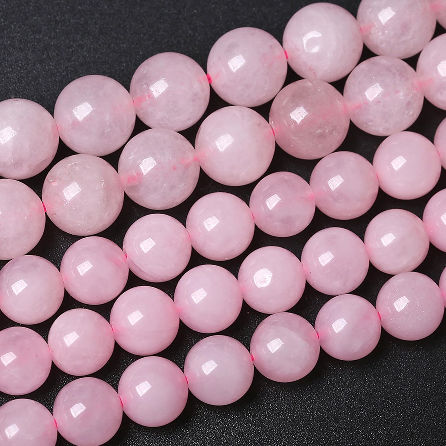72pcs 10MM Natural Rose Quartz Stone Energy Healing Beads Round Loose Beads for Jewelry Making Bracelet Necklaces 2 Strands 32"
