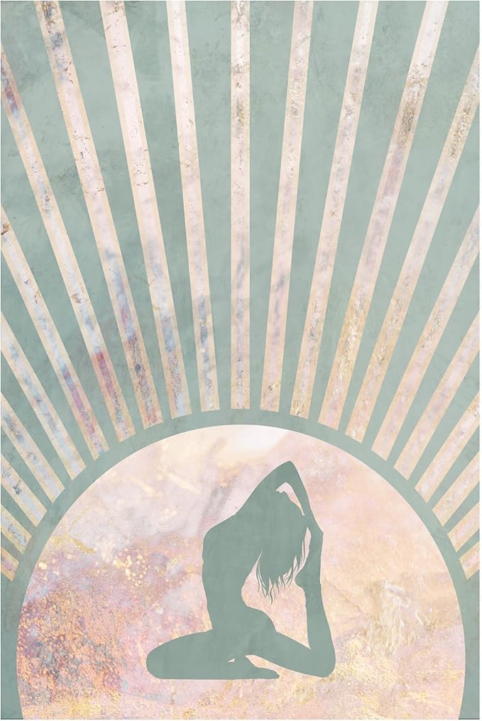 Trademark Fine Art Canvas Wall Art - Sarah Manovski 'Yoga Boho Sun Rise Green 7' Wall Art for Living Room, Bedroom, or Office Décor