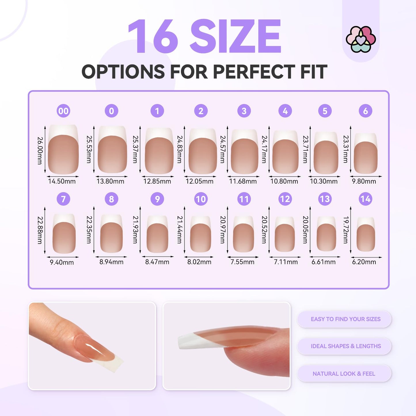 SAVILAND Press On Nails for Women: Long Square 160PCS Natural Acrylic Press On Nails Nude French Tip Nails Sturdy & Long-lasting Press on Nails Soft Gel Nail Tips for Extension DIY Nail Art