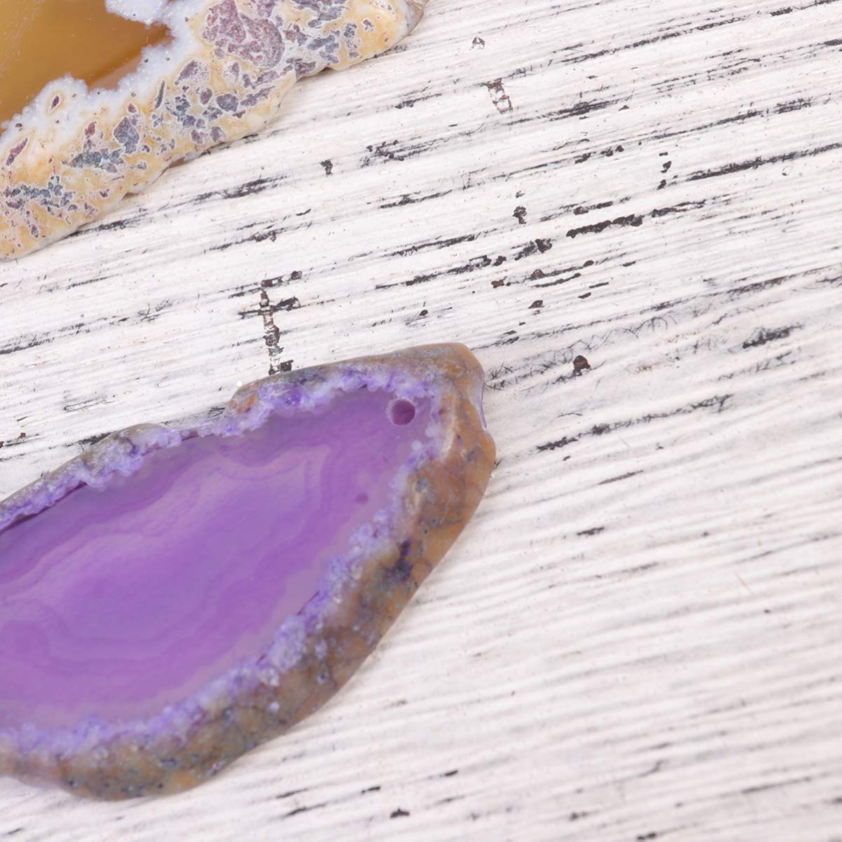 20pcs Natural Agate Slices Colorful Geode Agate Cards Drilled Agate Quartz Slices Irregular Shapes Natural Agate Agate Light Table Slices with Hole DIY Accessory (20PCS)