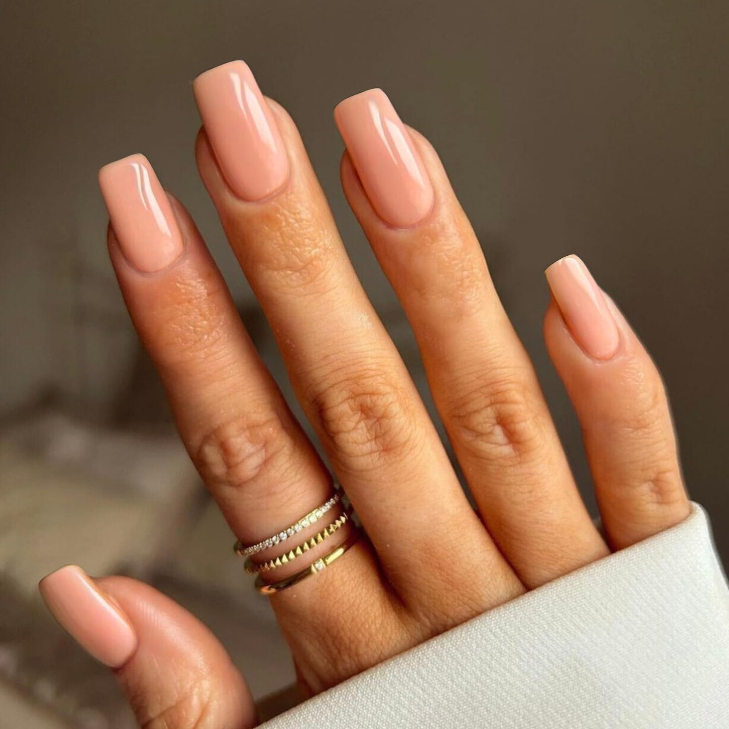 Deep Pink Press On Nails Medium Long Square,Xcreando Medium Coffin Nails Acrylic Nails Press ons Glue on Nails Medium Length, Solid Color Fake Nails for Women,Natural Thick Artificial Nails Stick on