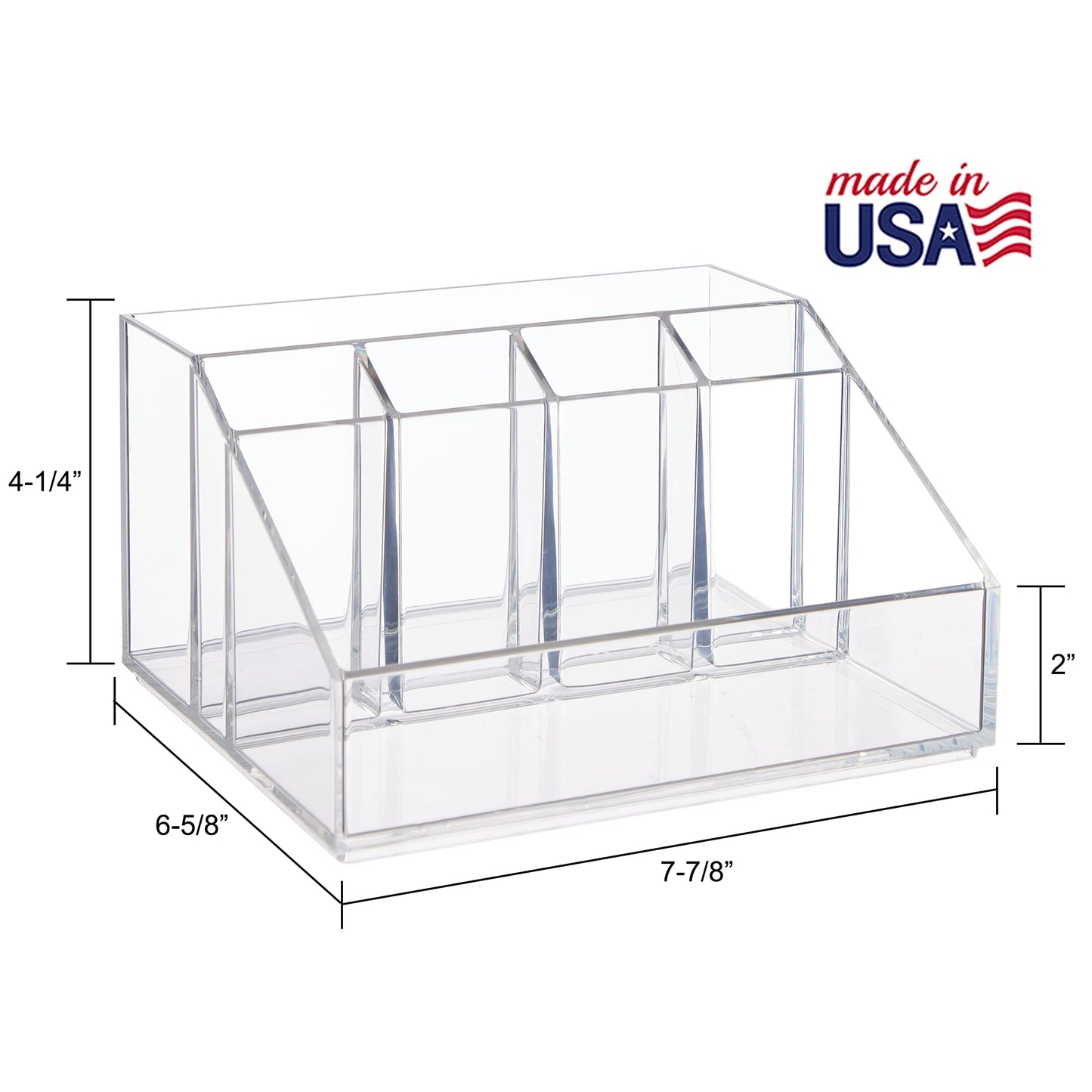 STORi Chloe Clear Plastic Stackable Desk Organizer, Rectangular 6-Compartment Office Supply Holder for Pens, Markers & Notepads, Made in USA