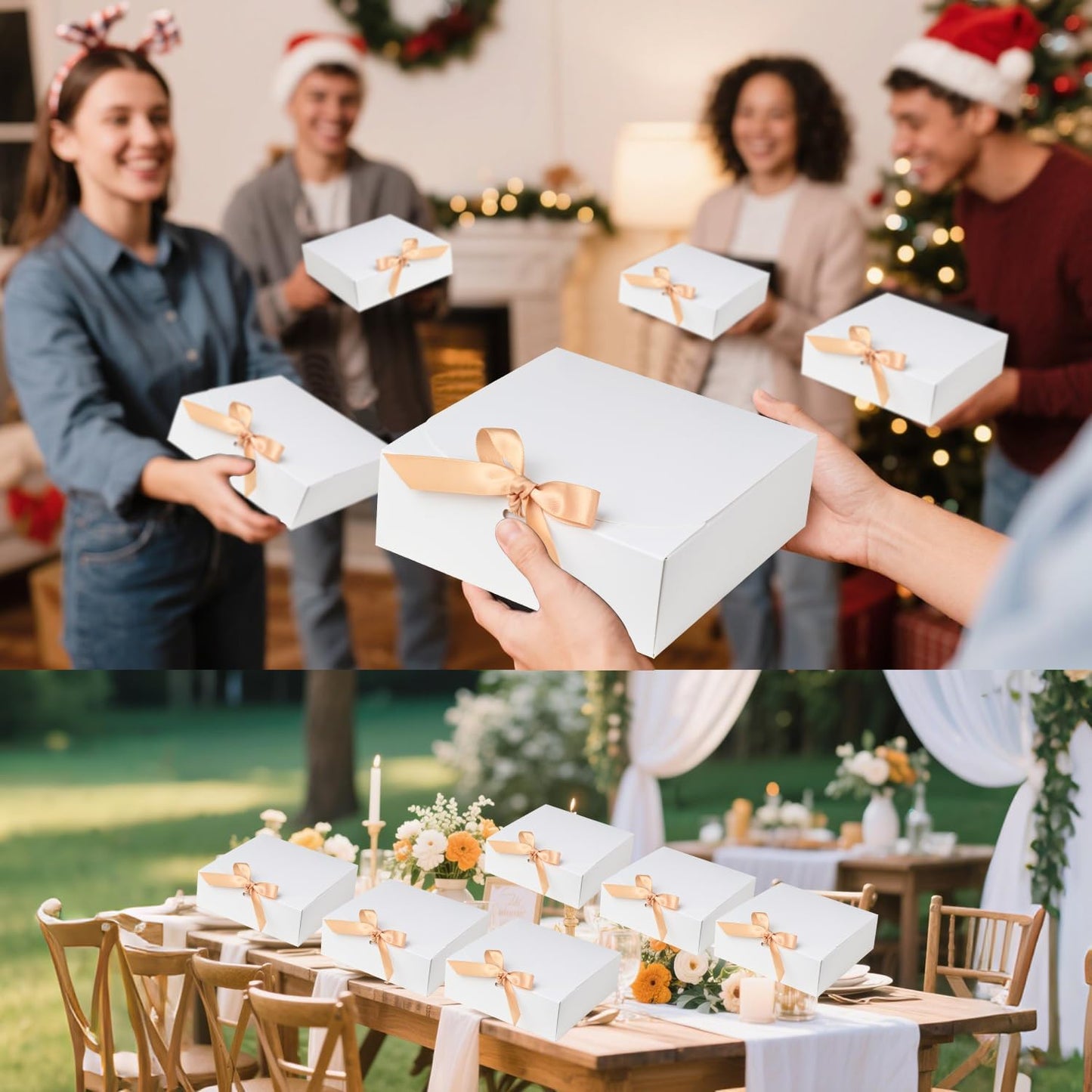 12Pack Small Gift Boxes,White Square Gift Box with Metal Pen for Candy, Chocolate, Wedding,Birthday, Baby Shower,6.5×6.5×2 Inch