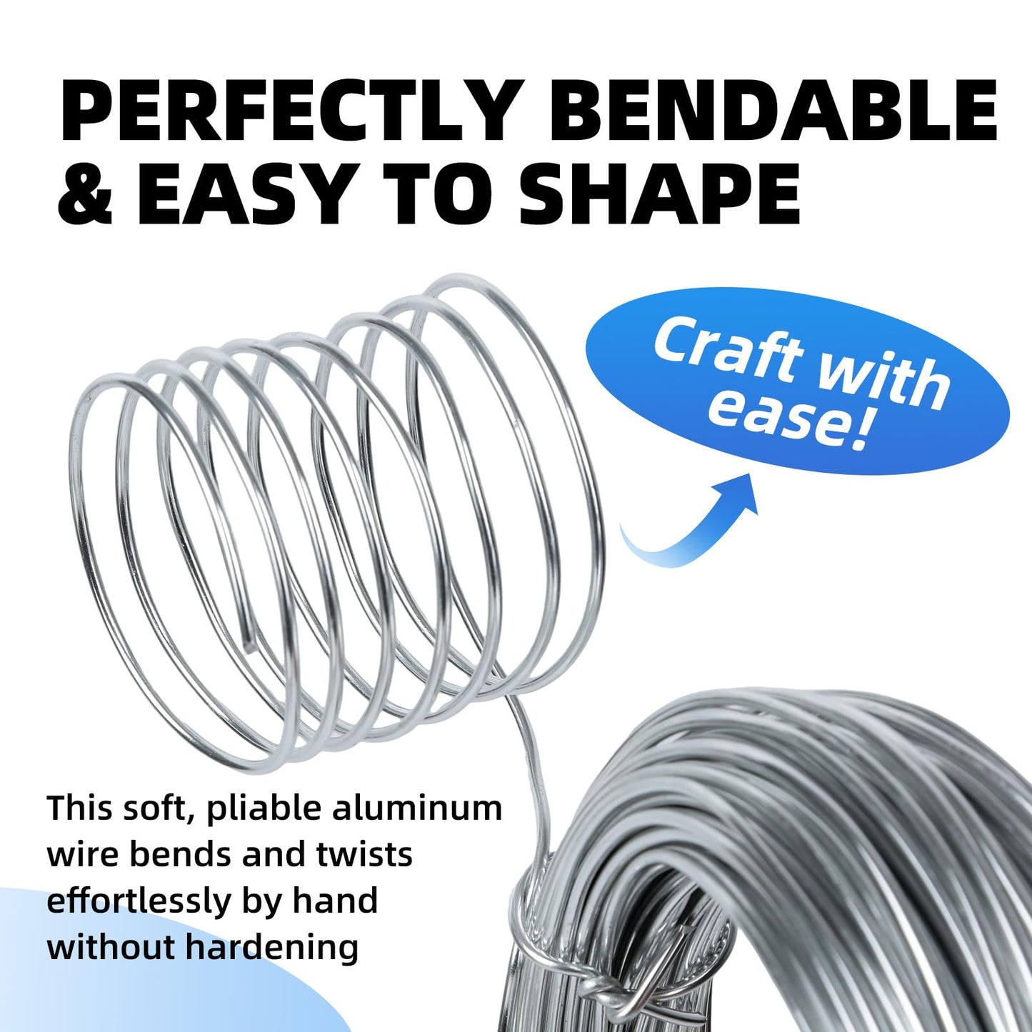 Bendable Aluminum Craft Wire - 2mm 12 Gauge (30m / 100ft) Spool, Floral Wire for Artificial Flowers, Jewelry Making Wire for Beading & Wire Wrapping - Silver