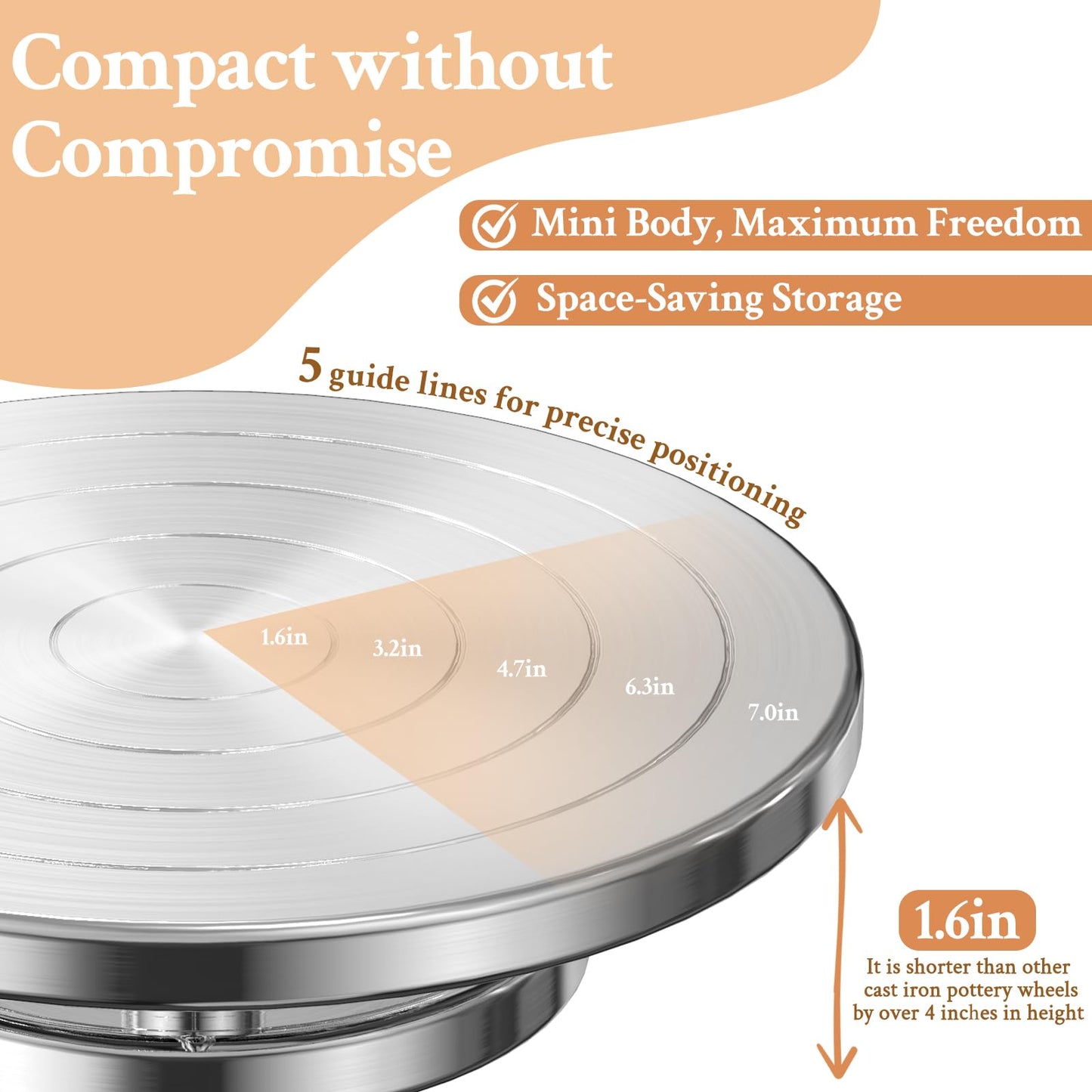 Yncotte Pottery Wheel, 7 Inch Sculpting Wheel Double-Sided Banding Wheel Pottery Turntable Aluminium Alloy Metal Rotating with Ball Bearings for Ceramics Clay Model Making Cake Decor Paint Spraying