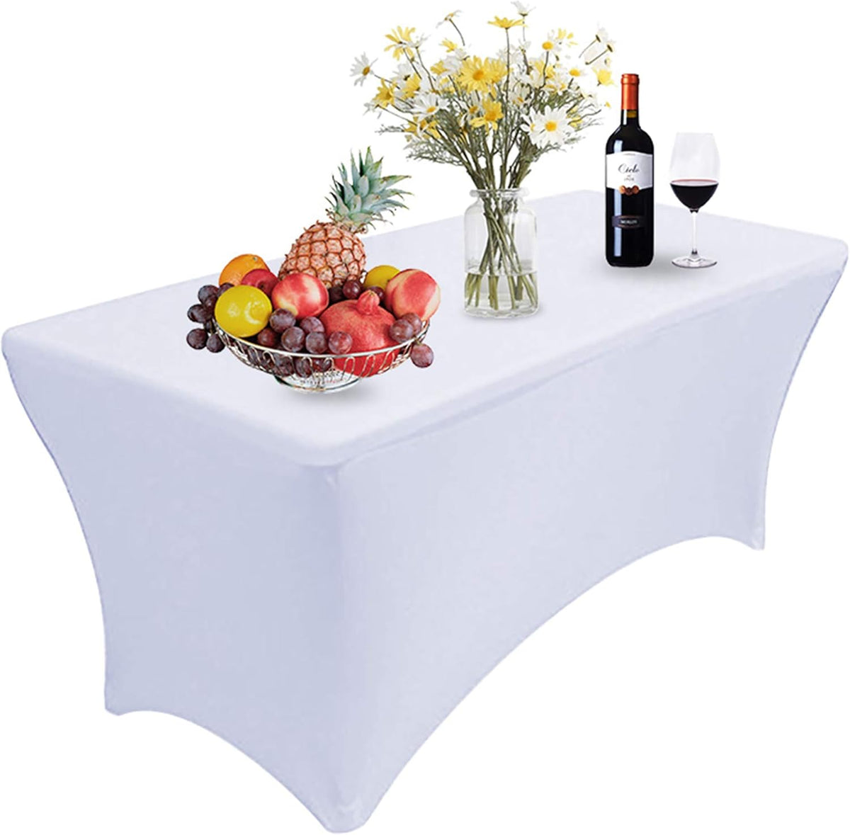 RELIANCER 1 Pack Stretch Spandex Table Covers for Rectangular Tables,4FT Elastic Fitted Tablecloth,Universal Rectangular Table Cloth Protector for Outdoor Party,Wedding,Bar,Birthday,Banquet,Events