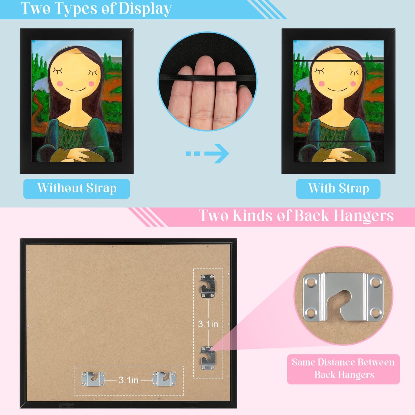 [3-Pack] Kids Art Frames, 8.5x11 Front Opening Kids Artwork Frames Changeable, Black Artwork Display Storage Frame for Wall, Holds 50 Pcs, for 3D Picture, Crafts, Hanging Art, Portfolio