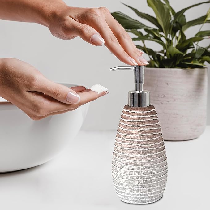 6-Piece Bathroom Accessories Set – Soap Dispenser, Toothbrush Holder, Tumbler, Soap Dish, Cotton Swab Jar & Toilet Brush – Modern Bathroom Decor Set (Antonetta)