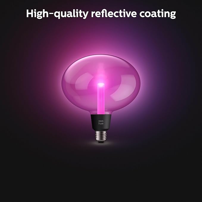 Philips Hue Lightguide Ellipse Smart LED Bulb – Handblown Glass - Color Changing Light - Compatible with Amazon Alexa, Apple HomeKit and Google Assistant - Bluetooth and Hue Bridge Compatible