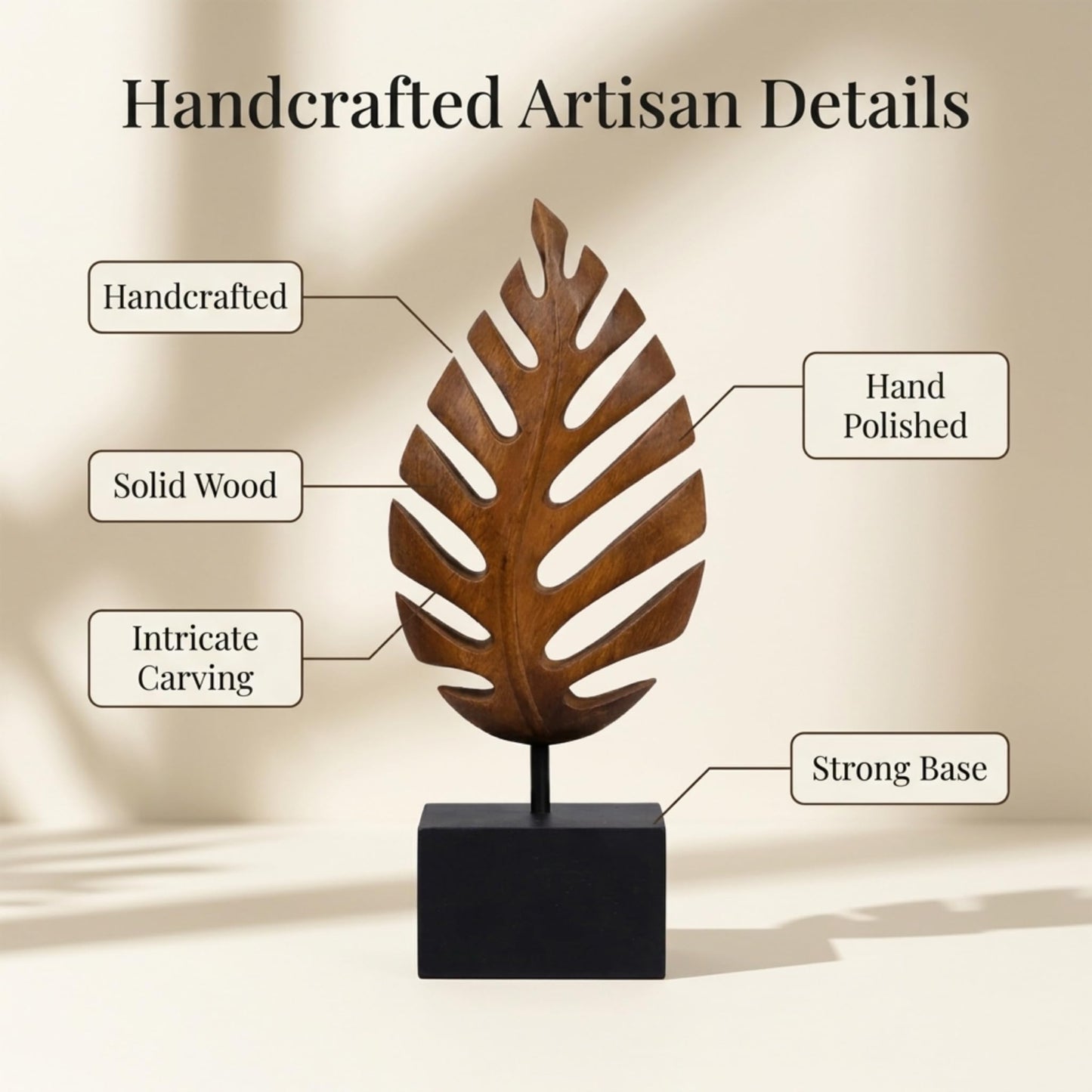 Decozen Solid Wood Leaf Sculpture, Gift for Mom, Home Decor, Living Room, Boho, Coffee Table, Centerpiece Table Decorations, Mantle, Bathroom Shelf, Farmhouse, Christmas Decorations