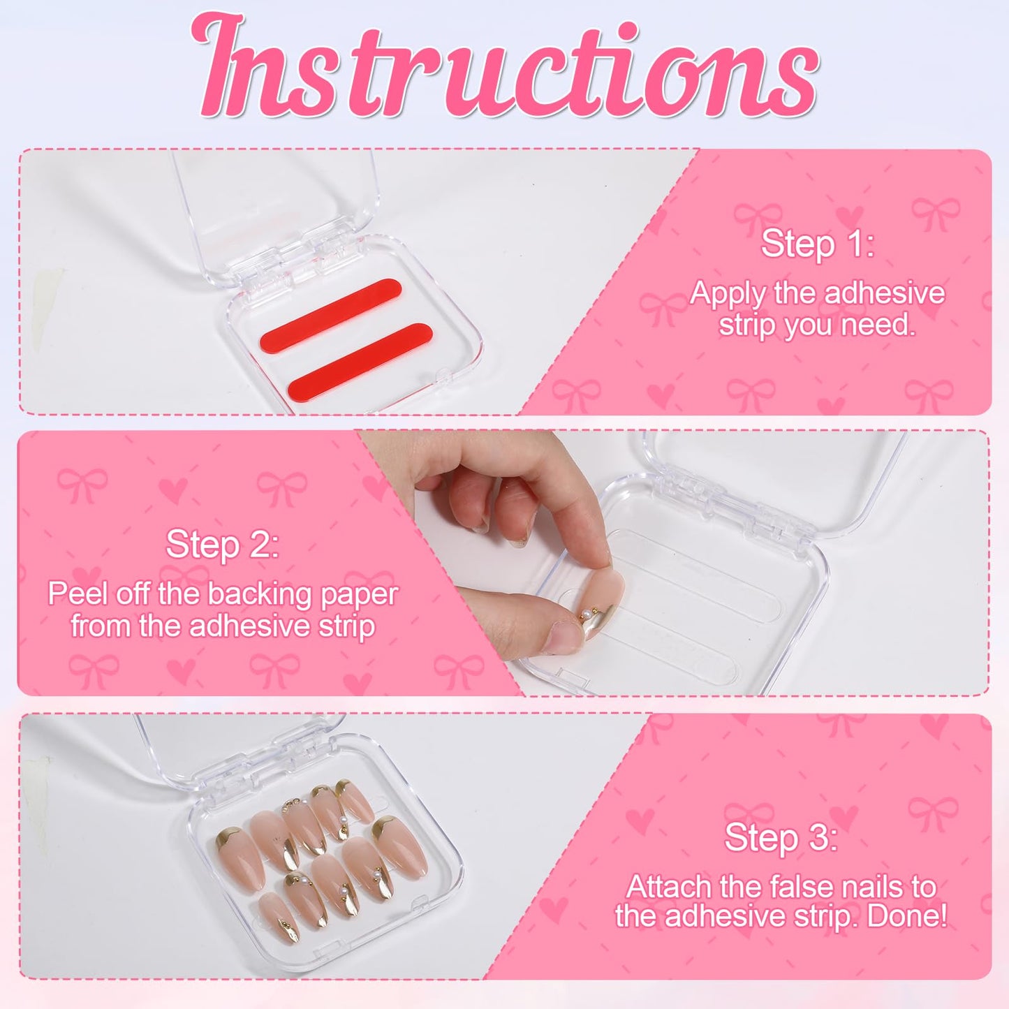 48 Pcs Press On Nail Packaging Box, Press On Nail Storage Box with 180 Pcs Adhesive Double Sided Tape, Acrylic Artificial Nails Display Case for Nails Salon