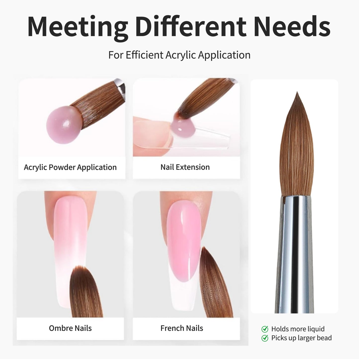 varnishea 100% Pure Kolinsky Acrylic Nail Brush Solid Wood Handle Professional Manicure Brushes for Powder Nail Acrylic Application - Salon & DIY Nail Art Essentials - Size 18, 1.0 Count